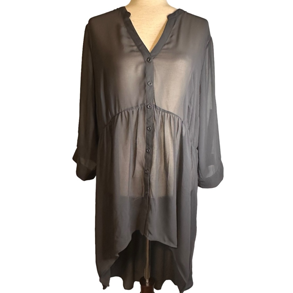 Torrid Lexie Gray Hi-Lo Chiffon Tunic Size 1/1X‎  #11437435